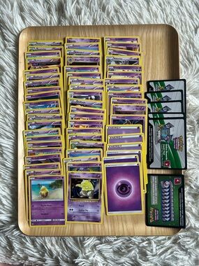 65 Purple Pokémon Collectible Playing and Trading Cards, energy, online codes